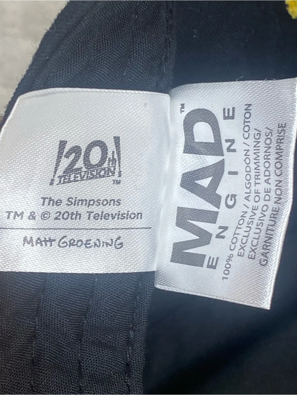 MAD Engine The Simpsons Angry Bart Simpson Snapback Hat Black Yellow Cap OSFM